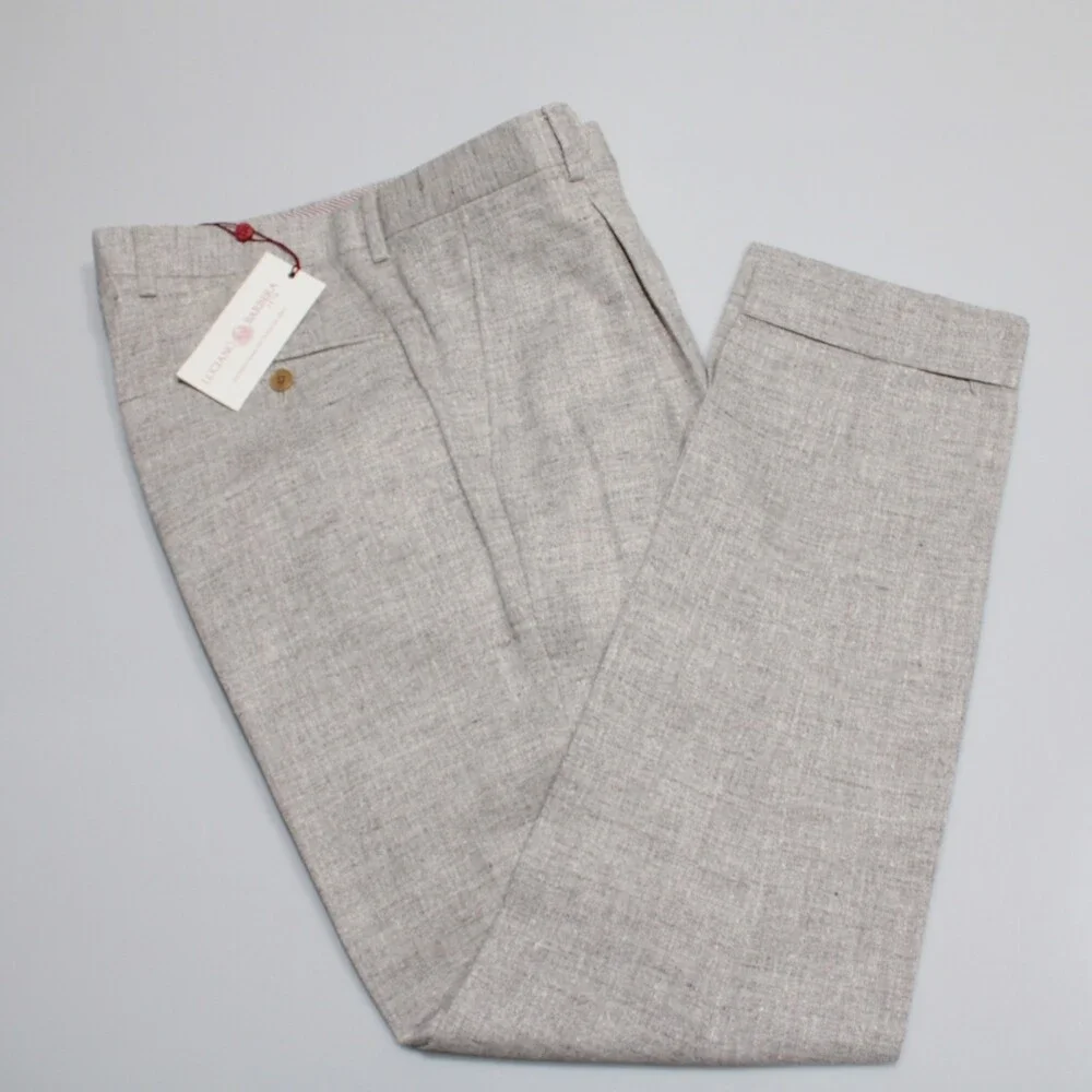 Luciano Barbera NWT Pleated Dress Pants Size 50 (US 34) in Brown Linen Blend